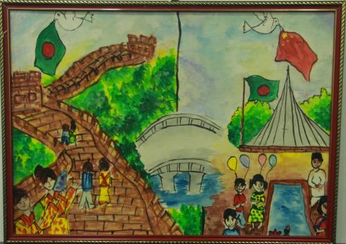 Artist Kedarnath Poddar.ContactAddress Tantibazar, Dhaka.Year 2001.Title Life of the peopleBangladesh  China.
