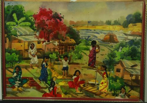 Artist Nabila Noushin.Address North Circular Road, Hatirpul, Dhaka.Year 2001.Title Daily activities of rural Bangladeshi women