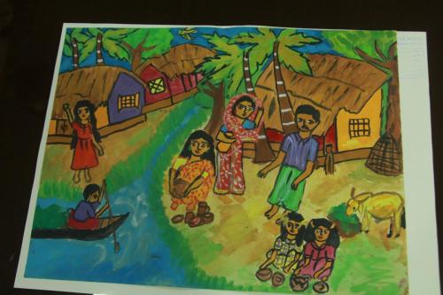 Artist Sumaiya Akter Shilpi.ContactAddress Dilkusha CA, Dhaka.Year 1995.Title Rural Bangladeshi in the bank of river