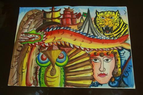 Artist Swananda Ghosh Artha.Contact 01912250478.Address Amlapara, Narayanganj.Year 2018.Title The Symbol of China  Bangladesh.