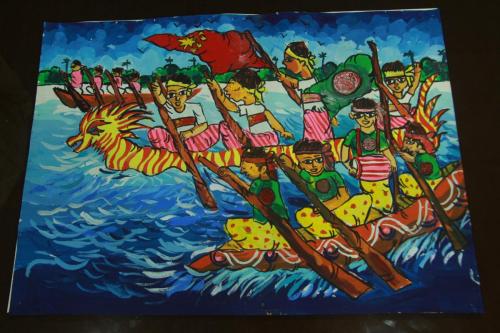 Artist Zannatul Ferdous Mou.Contact 01912923000.Year 2015.Title The traditional Boat racing and Bangladesh.